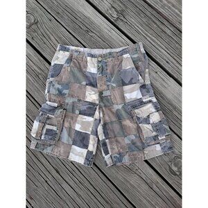 VTG Chor Mens 34 Madras Camo Patchwork Y2K Baggy Skater Cargo Shorts